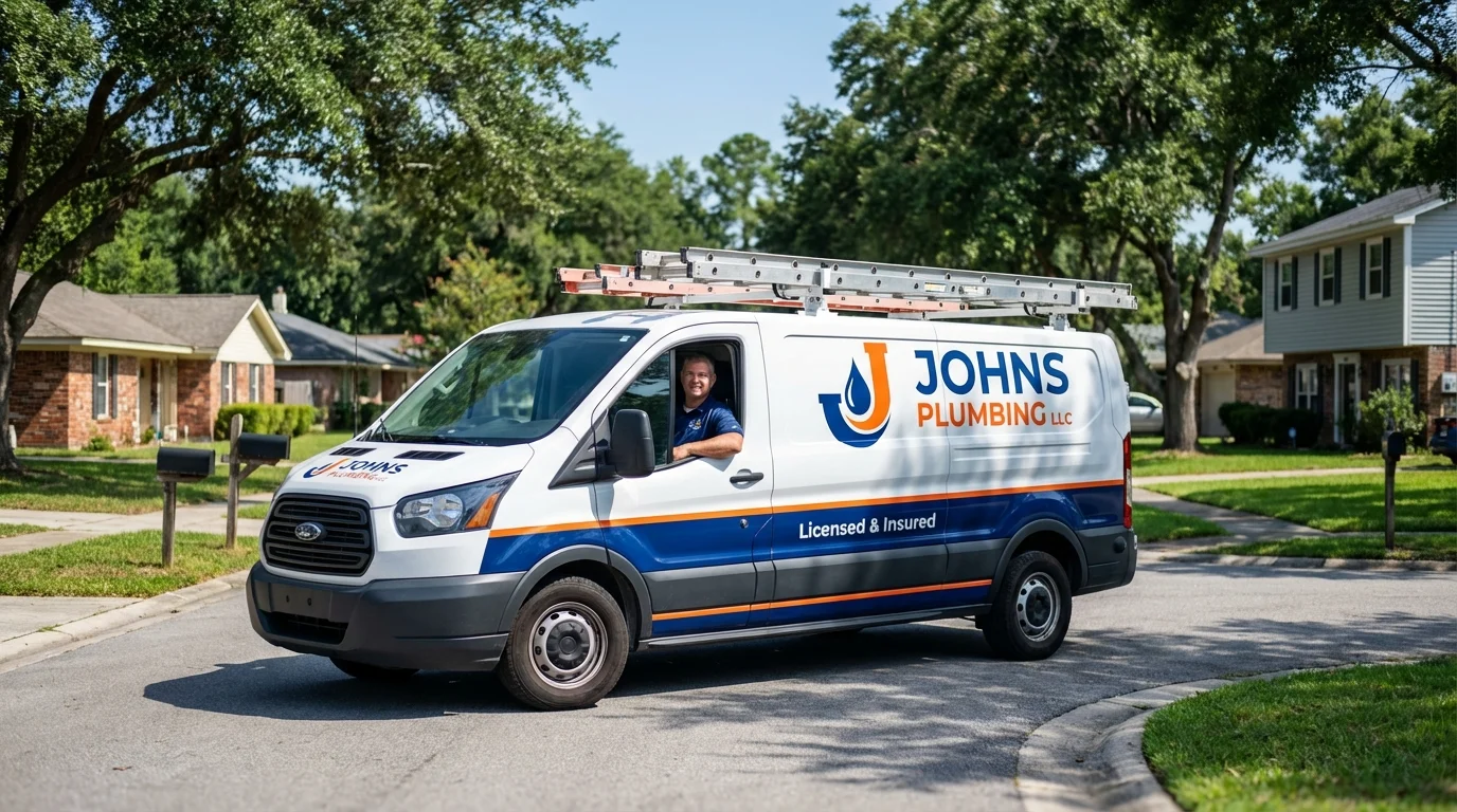 Johns Plumbing LLC service van in Haverhill, MA