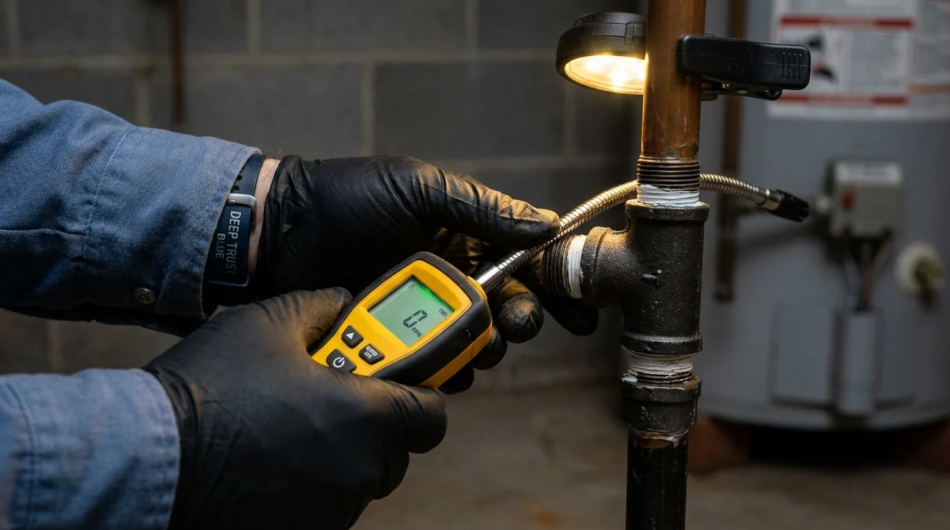 Gas leak detection with electronic sniffer by Johns Plumbing LLC in Haverhill