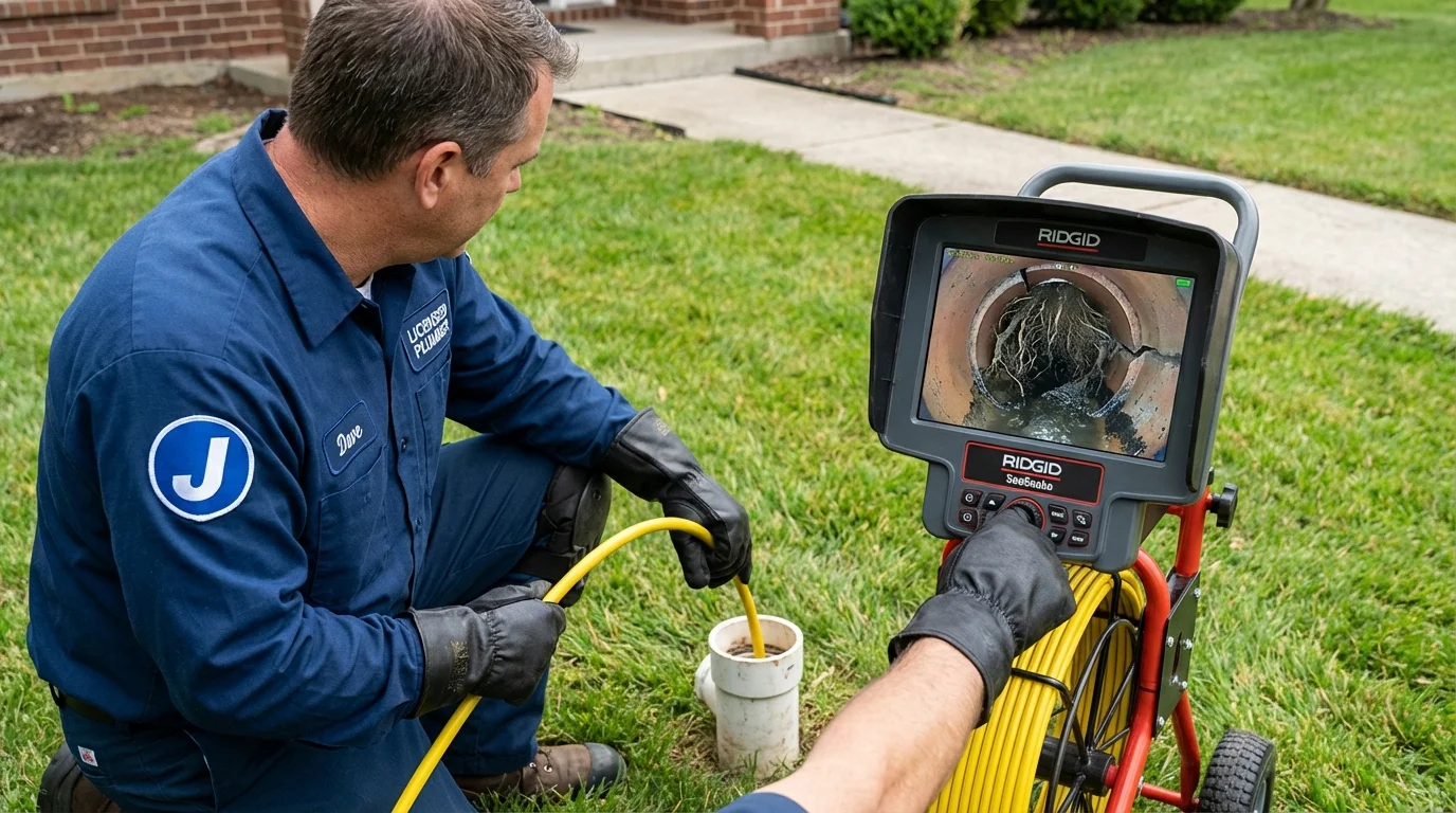 Sewer camera inspection being performed by Johns Plumbing LLC in Haverhill